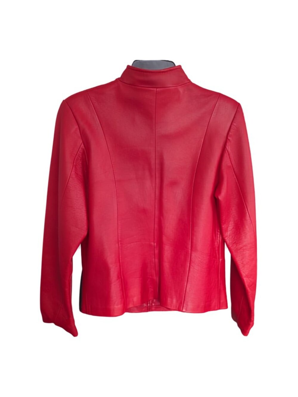 Creaciones EMY Red Sheepskin Leather Jacket Women M Fitted Zip Handmade Mexico - Picture 3 of 8